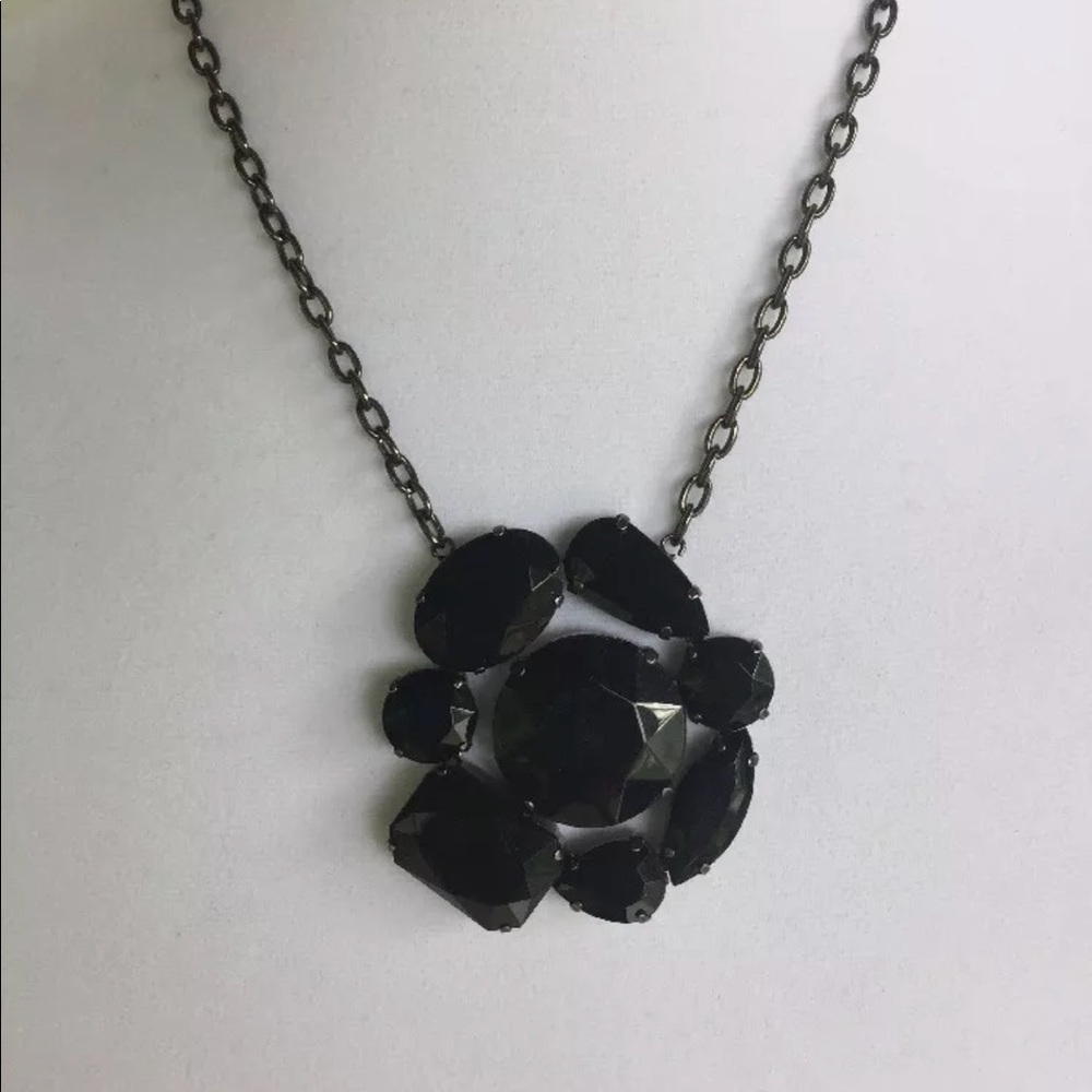Erica Lyons Necklace‎ black shiny flower pendant